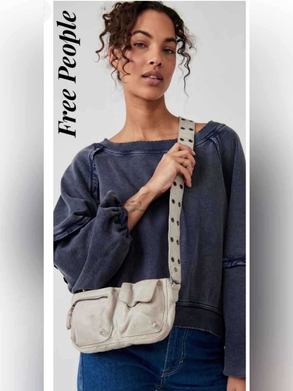 Free People Wade Sling Bag Light Gray - Picture 1 of 14
